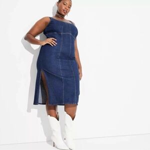 Maxi bodycon dress dark blue square neck dress